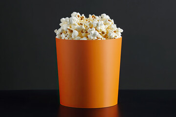 Popcorn in Blank Orange Bucket, perfect for mockup