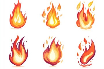 Six fire flames, illustration, graphic design, white background, website design