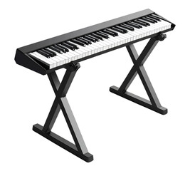 A black and white keyboard with white keys