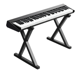 A black and white keyboard with white keys