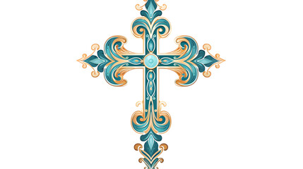 Obraz premium Elegant Christian Cross Vector Icon for Religious Designs on White Background