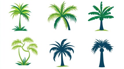 Tropical Palm Trees Illustration Set