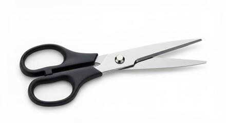 Black handled scissors against white background