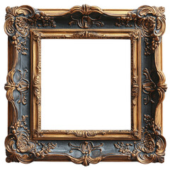 Download ornate gold picture frame vintage art frame antique photo frame decorative frame for mockup  char on transparent background