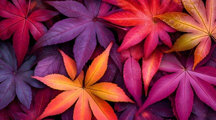 Vibrant Autumn Maple Leaves Background Texture