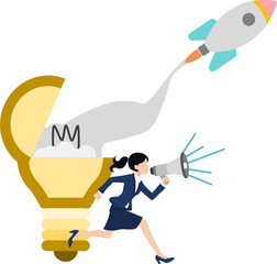 新規事業を始めるビジネスウーマンのイラスト	
