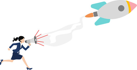 新規事業を始めるビジネスウーマンのイラスト	
