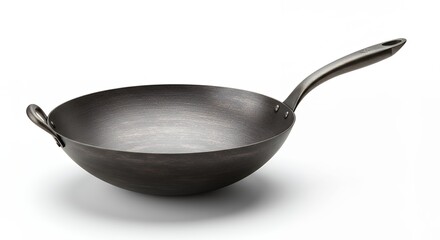 Dark gray wok on white background