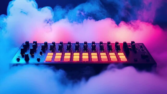 Electronic device music controller with glowing button sound mixer for audio equipment music