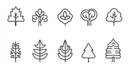 Tree Icons Set - Various Styles