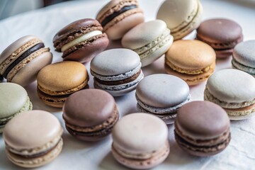 Obraz premium Delightful Pastel Macarons A Collection of Exquisite French Pastries