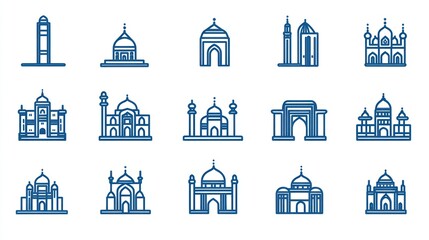 Obraz premium Outline Islamic Architecture Icons