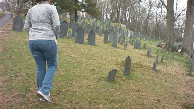 Women Walking in Old Cemetary