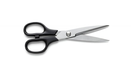 Pair of scissors on white background