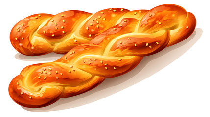 Delicious Pretzel Bread on White Background Illustration for Culinary Designs