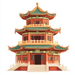 Obraz premium Colorful chinese pagoda illustration