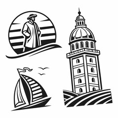 Retro Woman Portrait And Film Reel Set Vintage Cleaning Vector Illustration