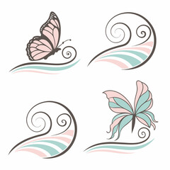 Obraz premium Elegant Butterfly Vectors With Swirls Decorative Elements For Beauty And Nature Designs