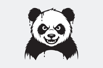 angry panda silhouette vector