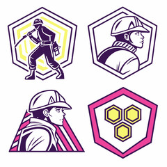 Fashionable Young Woman In Cap Profile Illustration Vector Set Colorful Style