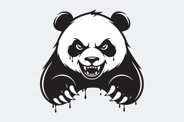 angry panda silhouette vector