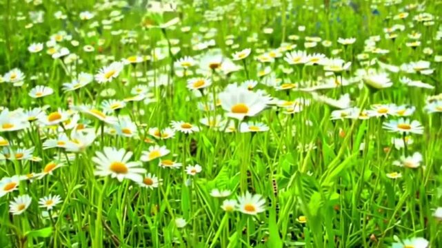 Close up white flowers or aster flower in the grass