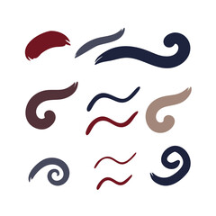 Boho Chic Rainbows Clouds And Water Waves Vector Illustration Set