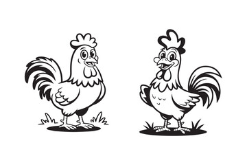 cute chicken silhouette vector