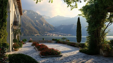 Serene Lakeside Villa: Breathtaking Mountain Views