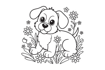 cute puppy dog silhouette vector