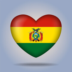 Fototapeta premium Bolivia flag heart button Isolated on color gradient background. Exclusive Icon flag