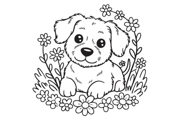 cute puppy dog silhouette vector