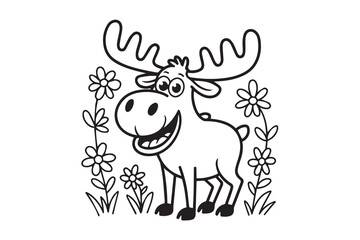 cartoon moose silhouette vector