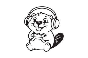 gaming beaver silhouette vector