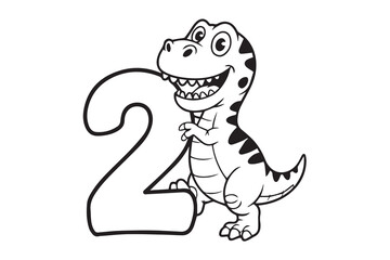 dinosaur number 2 silhouette vector