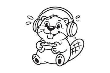 gaming beaver silhouette vector
