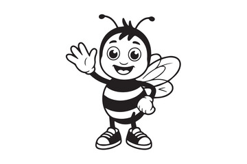 cartoon bee silhouette vector