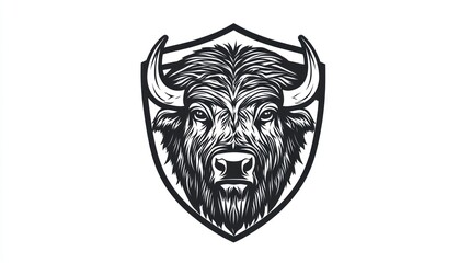 Obraz premium Buffalo Head Emblem on Shield