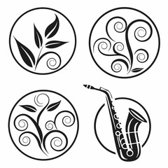 Black And White Dome Building With Floral Ornaments Vector Illustration