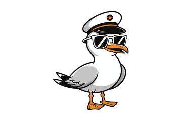 seagull in sunglasses silhouette vector