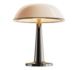A lamp with a white base and a black top