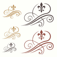 Decorative Metallic Swirls In Gold Silver And Bronze On Black Background