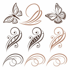 Elegant Silver And Gold Decorative Flourishes For Design Elements On Black Background