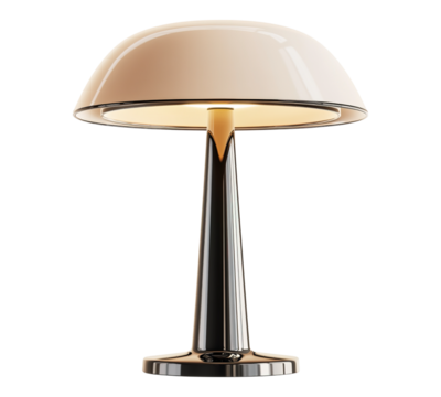 A lamp with a white base and a black top