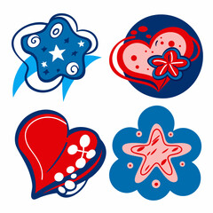 Cartoon Shape Elements In Pastel Colors On Black Background Create Fun Playful Patterns