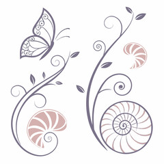 Vector Illustration Featuring Tree Silhouettes And Mountain Landscape In Earthy Tones