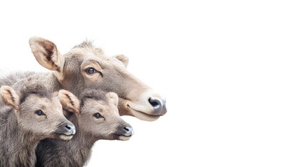 Majestic Bighorn Sheep Mother with Two Adorable Lambs