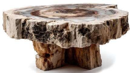 Enhance Interiors with Unique Petrified Wood Art Tables Showcasing Natural Fossil Patterns for Distinctive Home Decor