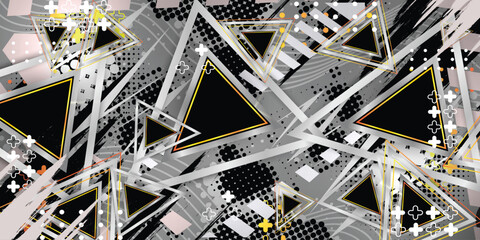 Abstract pattern background with metallic silver color outlined in vector gold color