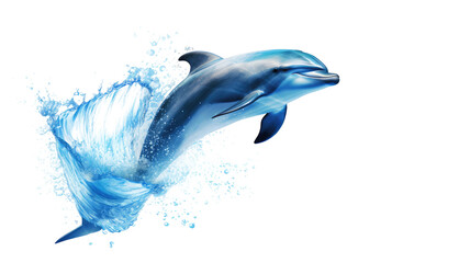 Jumping Dolphin with Water Splash on Transparent Background

